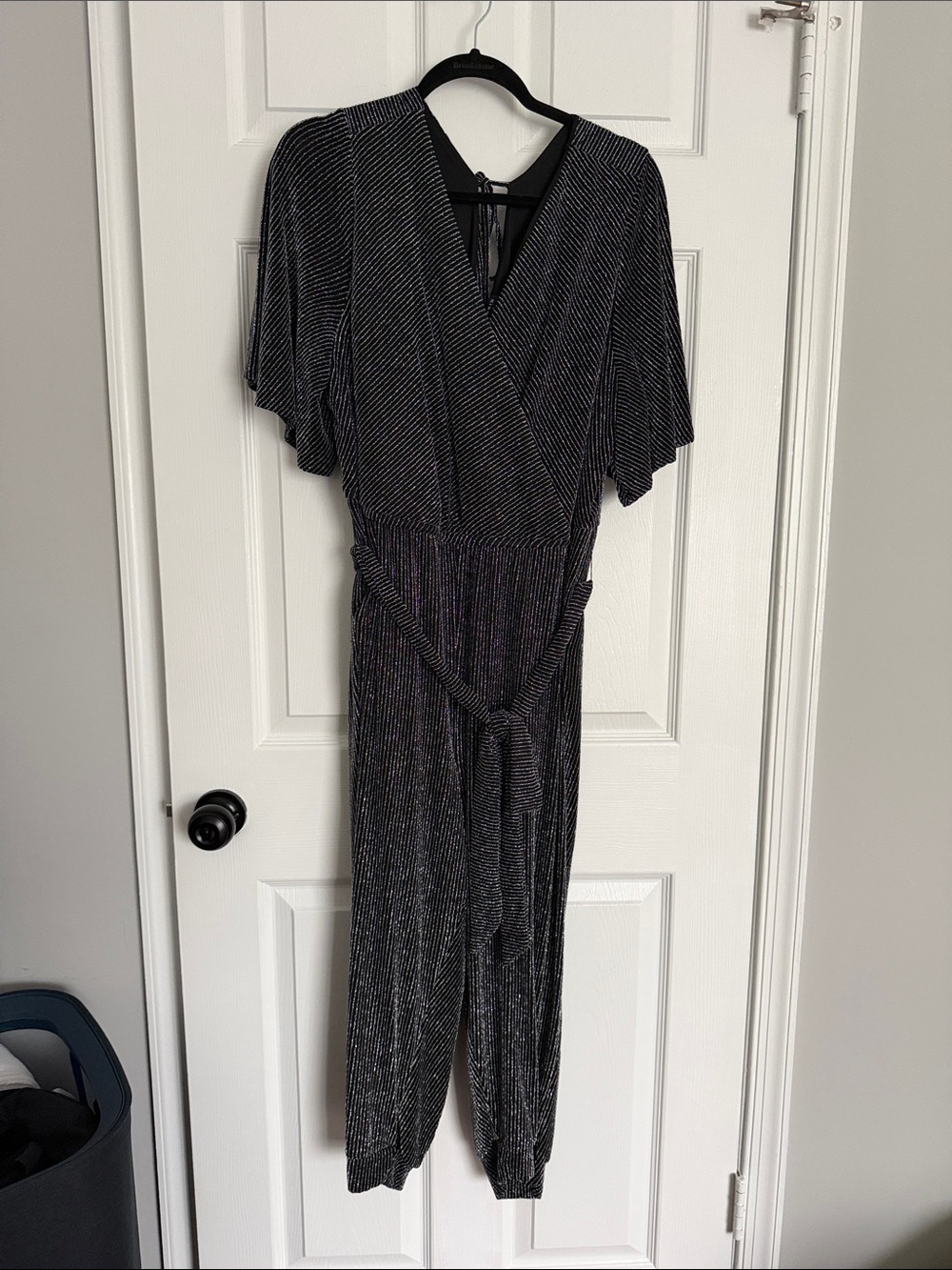 torrid Black Metallic Wrap Jumpsuit